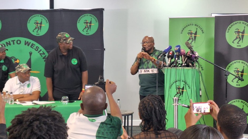 Jacob Zuma during a MK Party press briefing