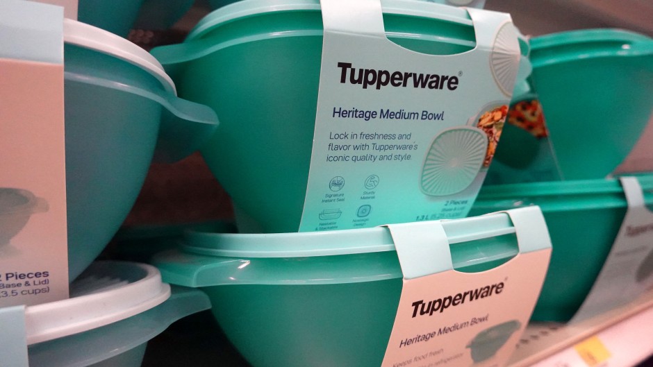 File: Tupperware products are offered for sale at a retail store. AFP/Scott Olson/Getty Images