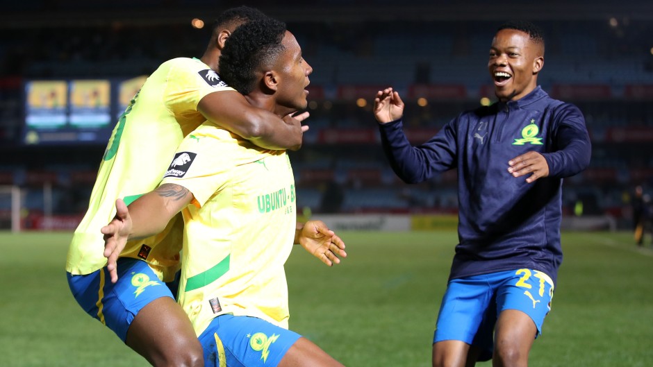 Lucas Ribeiro Costa of Mamelodi Sundowns celebrates his goal. BackpagePix/Muzi Ntombela