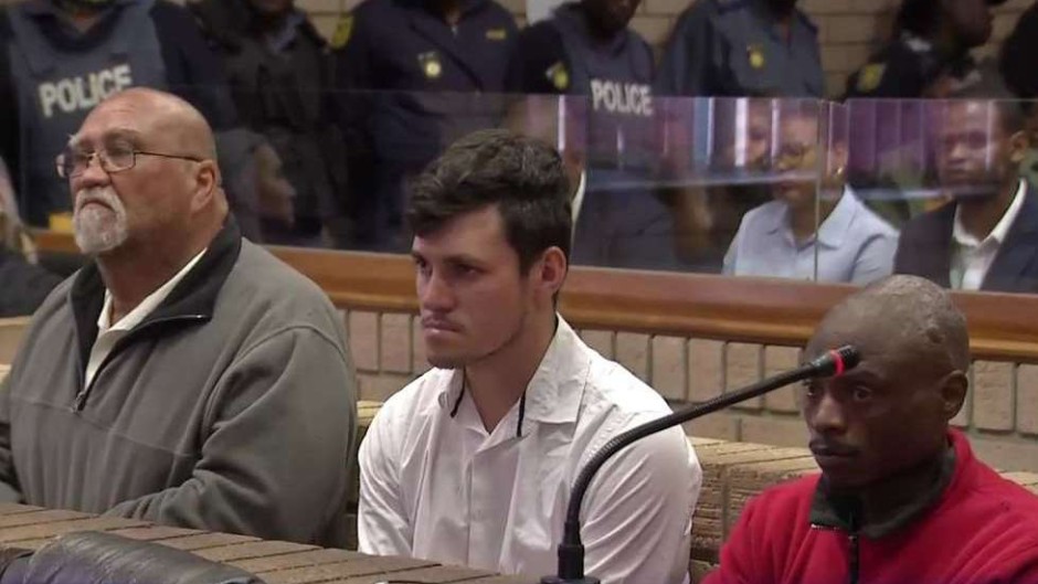 Zachariah Olivier, Rudolph De Wet and William Musoro in court. eNCA