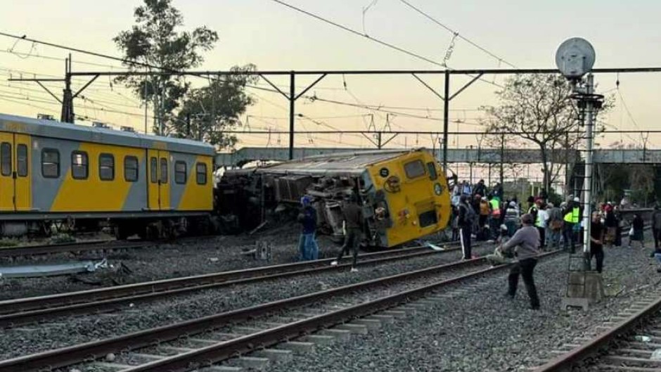 The scene of the train derailment at Dal Josafat station in Paarl. Supplied