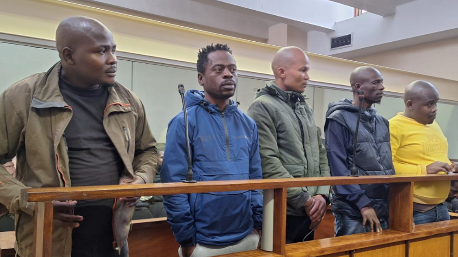 The five men face extortion charges. eNCA/Siphamandla Goge