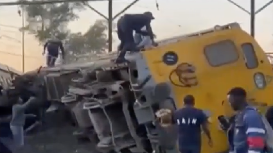 The scene of the train derailment at Dal Josafat station in Paarl. Supplied