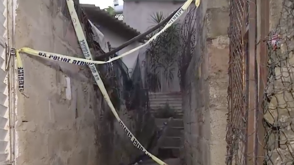 Crime scene tape at one of the houses in Lusikisiki. 