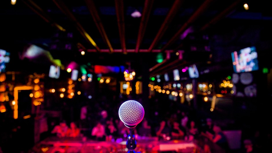 File: A microphone seen at a comedy show. GettyImages/7713Photography