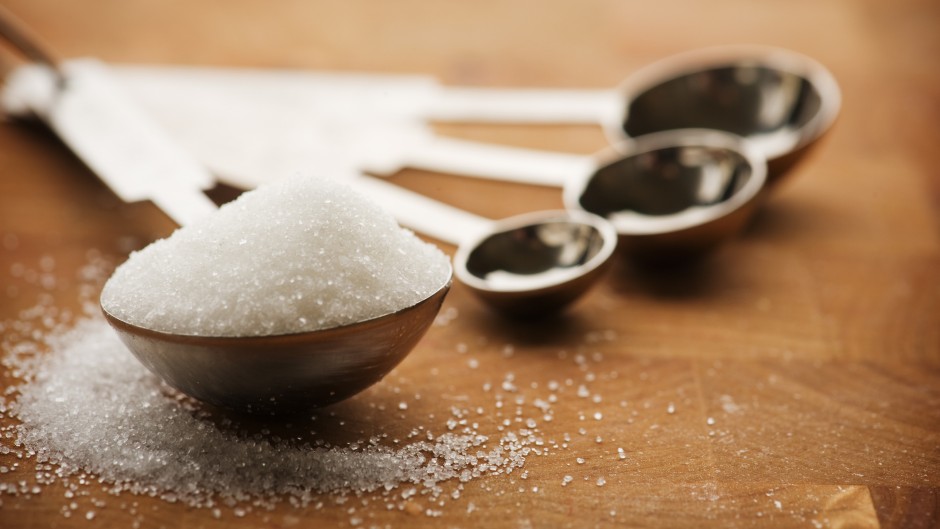 File: Tablespoon filled with granulated sugar. GettyImages/knape