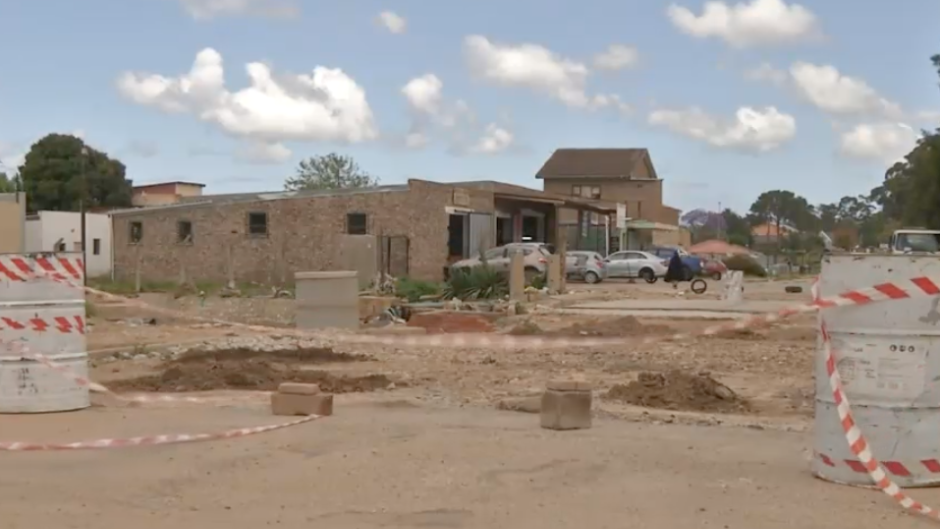 A damaged road in Kariega. 