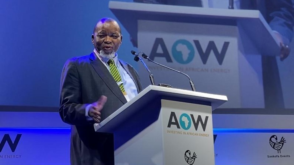 Mineral Resources Minister Gwede Mantashe is delivering the keynote address. eNCA/Kevin Brandt