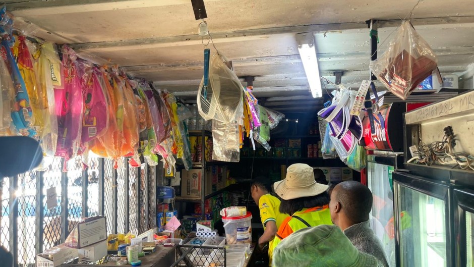 Officials inspecting spaza shops in Soweto. eNCA/Heidi Giokos