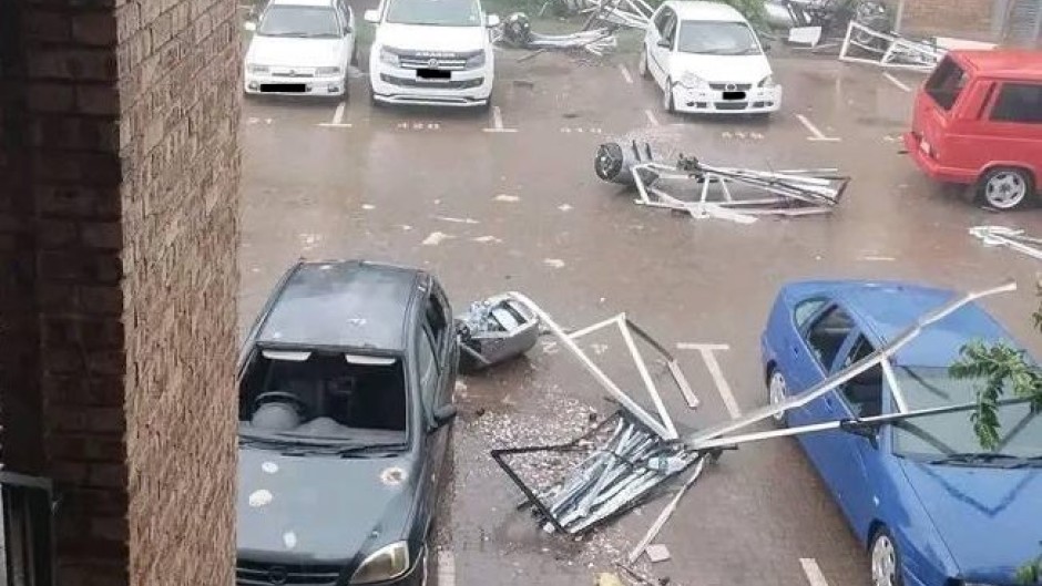 Aftermath of a possible tornado in Randfontein, West Rand