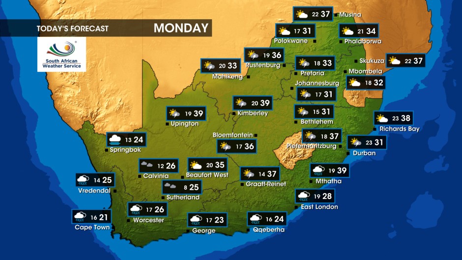 Weather Forecast Monday, 25 November 2024 eNCA