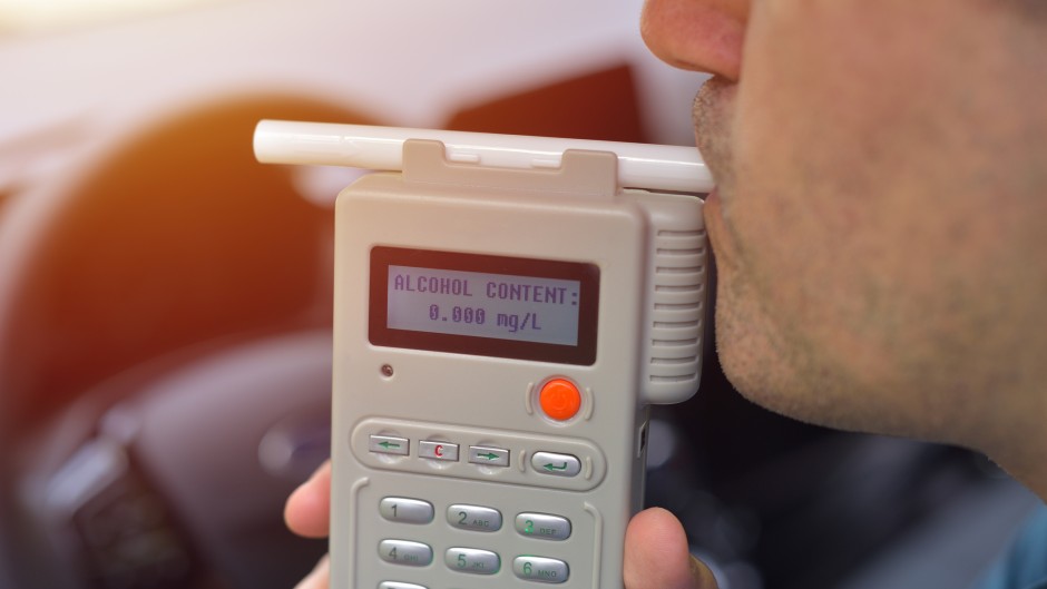 File: A driver taking a breathalyser test for alcohol. GettyImages/Daniel Chetroni