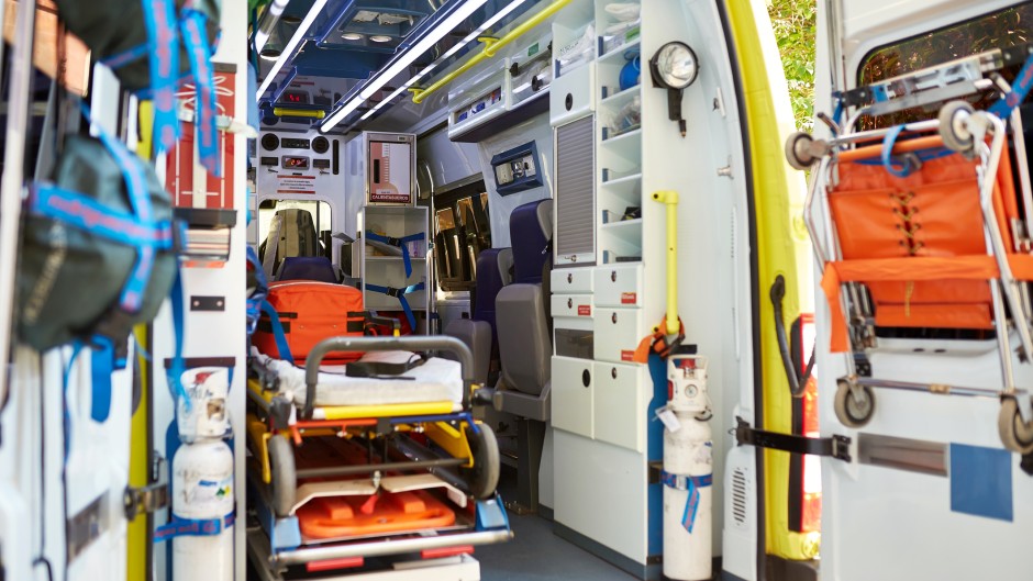 The interior of an ambulance. GettyImages/xavierarnau