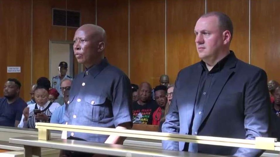 Julius Malema (L) and Adriaan Snyman (R)