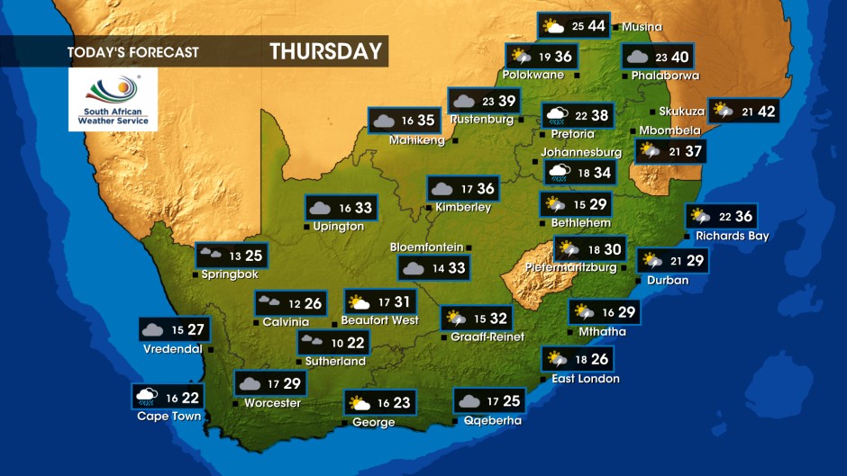 Weather forecast Thursday, 5 December 2024 eNCA