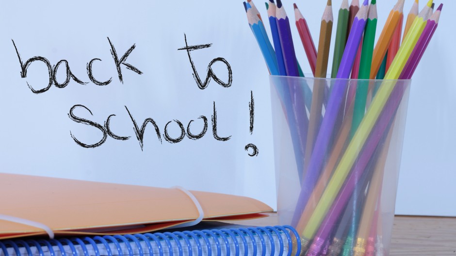 A back to school poster with stationery. GettyImages/Xiomara Santana Quintana