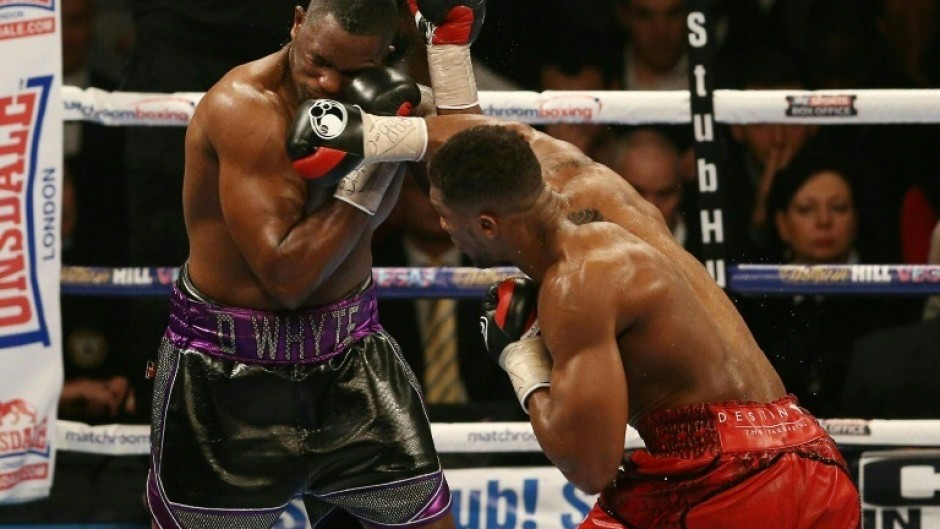 Dillian Whyte (L) was stopped by Anthony Joshua (R) at the O2 Arena in 2015 when contesting for the vacant British heavyweight title