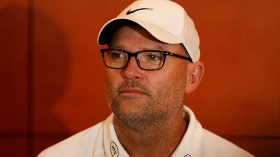 South Africa coach Jacques Nienaber addresses a press conference in Johannesburg on Saturday