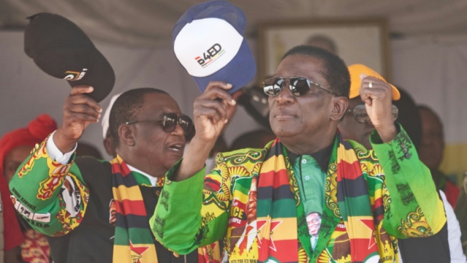 Mnangagwa (R) could face opposition from his party if he fails to clinch a 'convincing' re-election