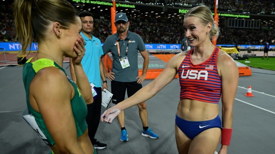 Nina Kennedy of Australia and the USA's Katie Moon agreed to share the gold medal in the women's pole vault