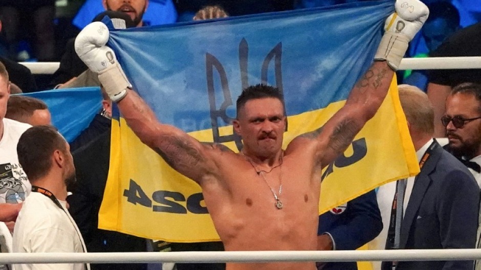 Joy of victory - Ukraine's reigning world heavyweight champion Oleksandr Usyk celebrates his ninth-round knockout of Britain's Daniel Dubois in Wroclaw