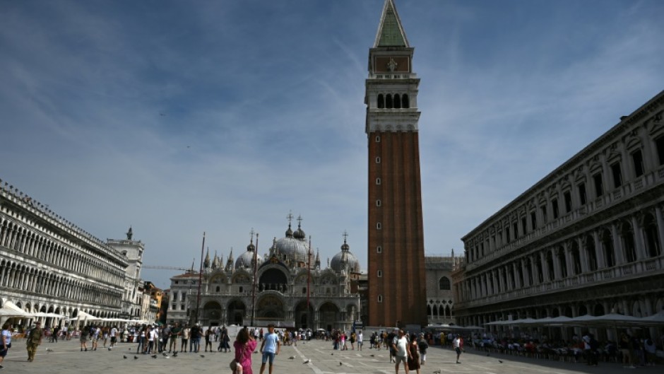 A general view shows St Mark's square on September 3, 2023 in Venice. 