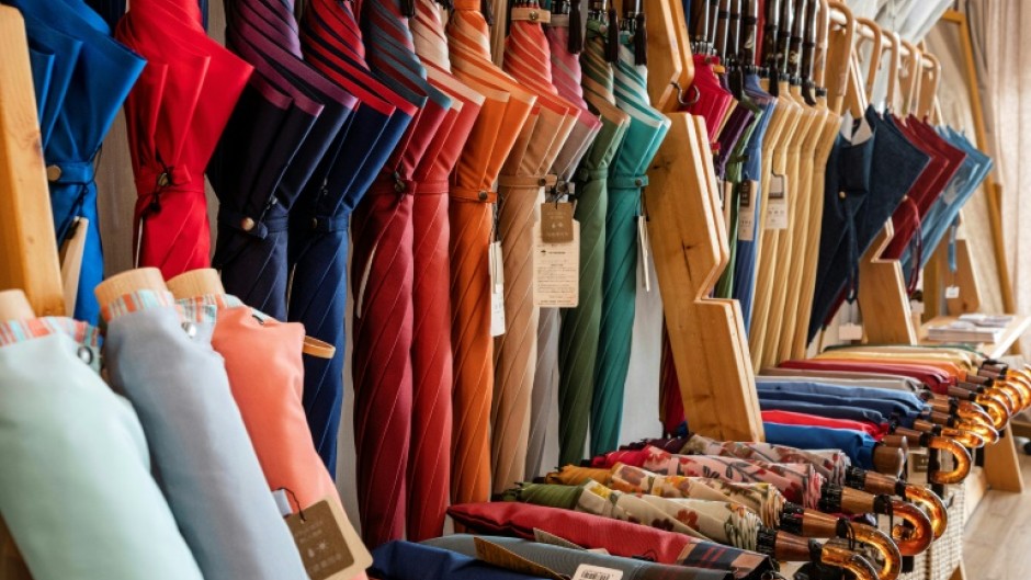 Umbrellas on display at Komiya Shoten