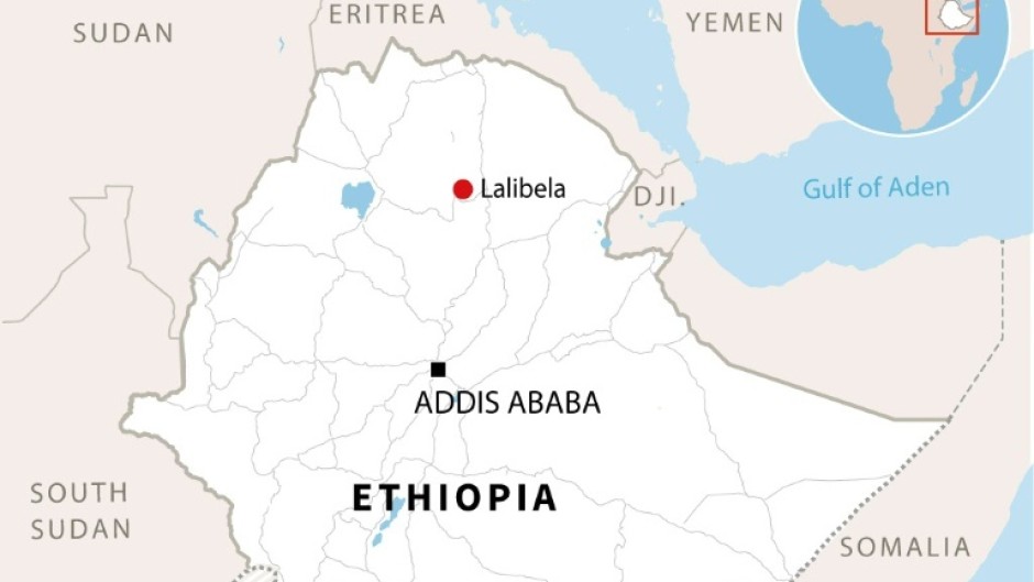 Map of Ethiopia locating the UNESCO World Heritage site of Lalibela