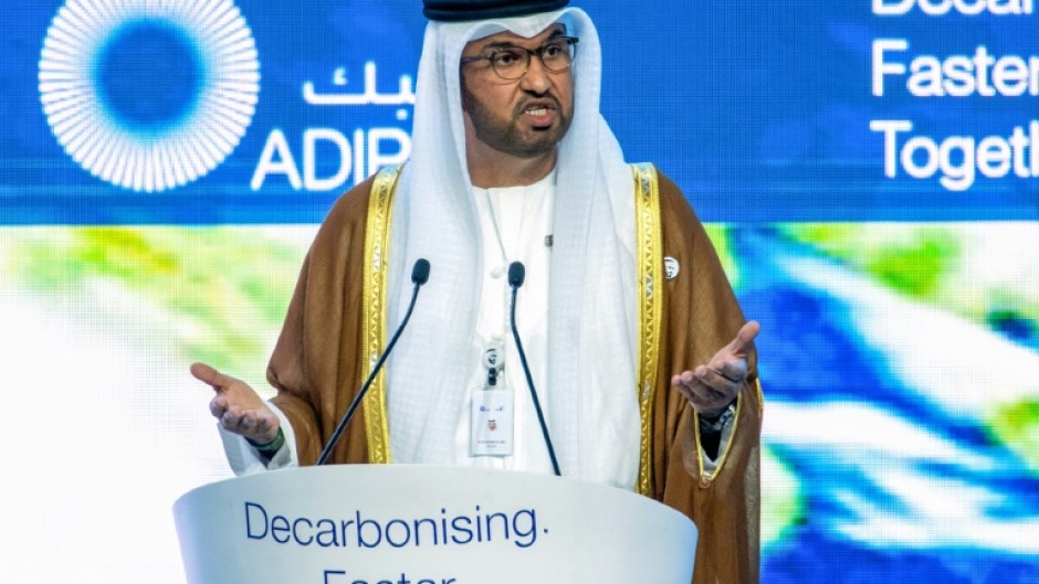 The president of the COP28 climate talks, Sultan Al Jaber, urged industry figures at the ADIPEC oil  conference to curb emissions and expand use of renewables