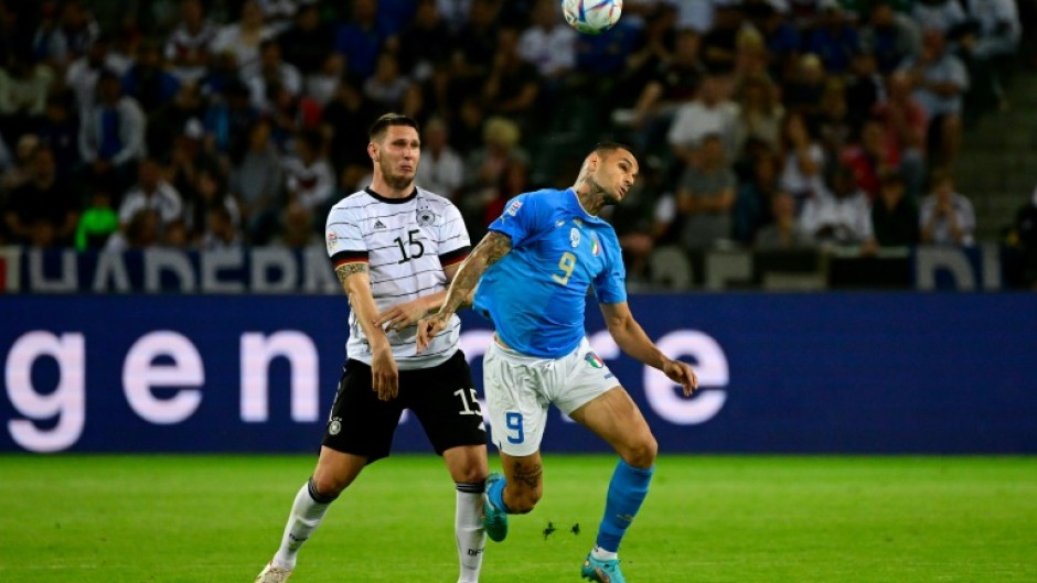 Gianluca Scamacca (R) is yet to score for Italy