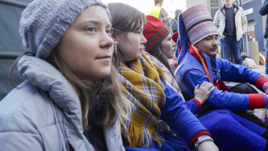 Thunberg joined the activists to block the entrance to the headquarters of state-owned energy group Statkraft