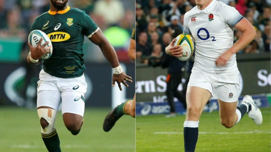 South Africa captain Siya Kolisi (L) will lead his team against Owen Farrell's (R) England in Saturday's World Cup semi-final in Paris