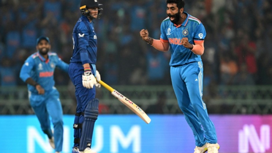 That's out: India's Jasprit Bumrah celebrates after taking the wicket of England's Joe Root 