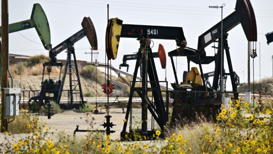 Pumpjacks on oilfields in Kern County, California