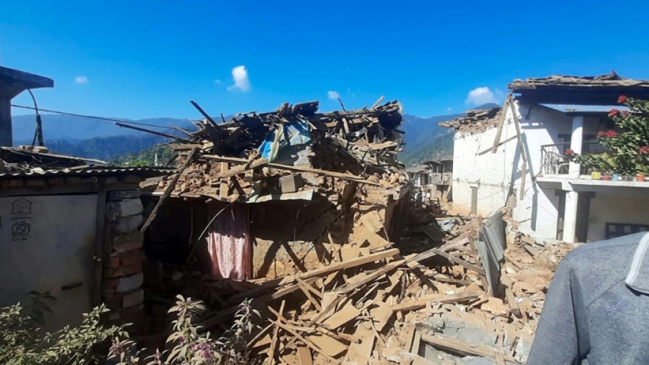 Houses in the village of Pipaldanda lie in ruins after the quake struck Jajarkot district in western Nepal