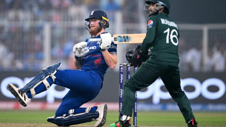 Riding his luck: England's Ben Stokes on his way to a half century against Pakistan