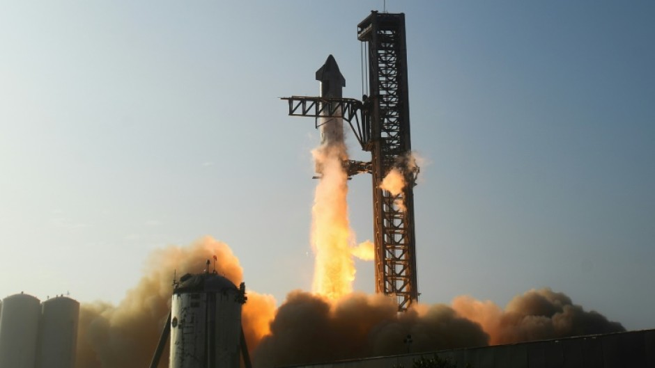 The SpaceX Starship lifts off from the launchpad during a flight test from Starbase in Boca Chica, Texas, on April 20, 2023