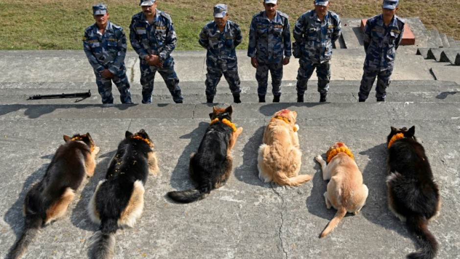 The Armed Police Force held a special ritual to honour and worship their canine force