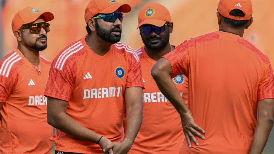 In charge: India captain Rohit Sharma at practice 