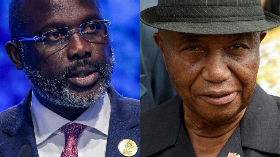 Liberia's President George Weah (L) and opposition leader Joseph Boakai (R)