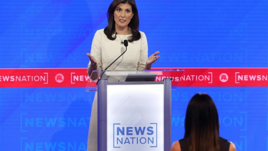 Republican presidential candidate Nikki Haley  at the Republican presidential primary in Tuscaloosa, Alabama in December 2023