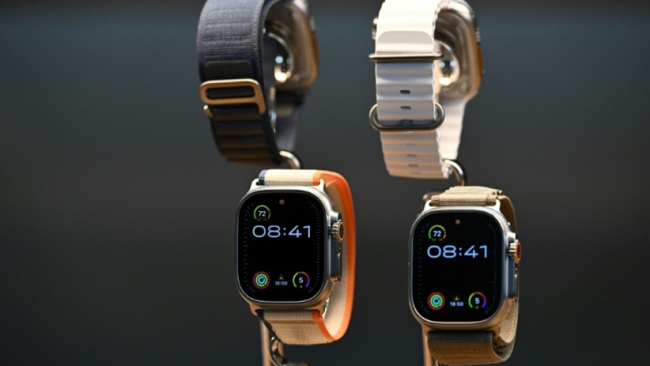 Apple Watch Ultra 2 devices are displayed for sale in Los Angeles