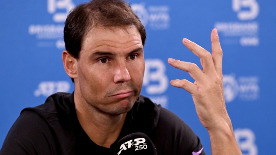 Spain's Rafael Nadal speaks during a press conference at the Brisbane International