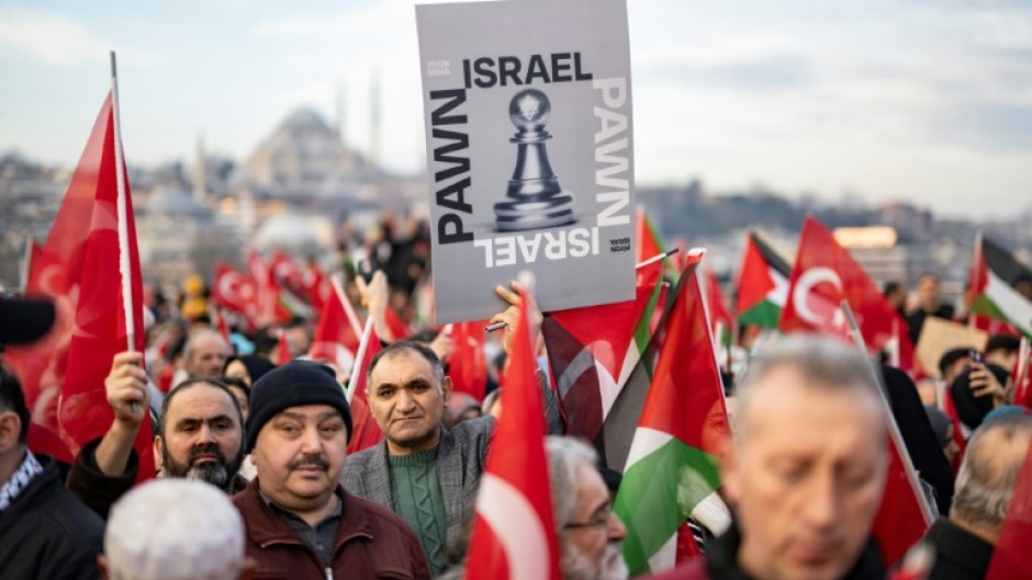 President Erdogan's party led a major protest against the Gaza war on Monday