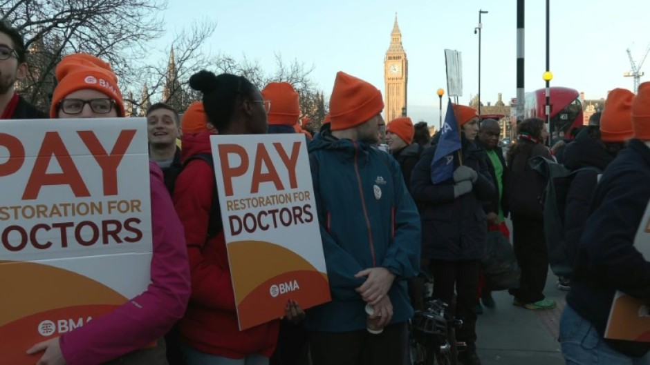 One picket line was outside St Thomas' Hospital, opposite the UK parliament