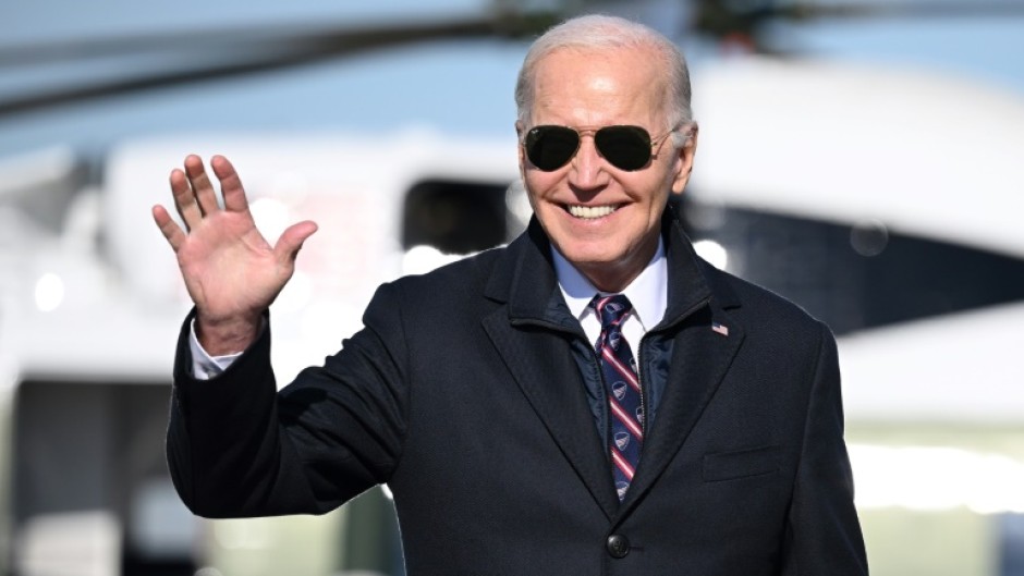 US President Joe Biden arrives to board Air Force One at Joint Base Andrews in Maryland