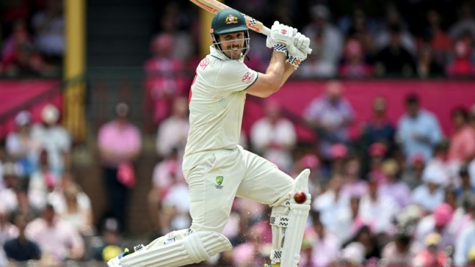 Australia's Mitchell Marsh plays a shot during the third day of the third Test 