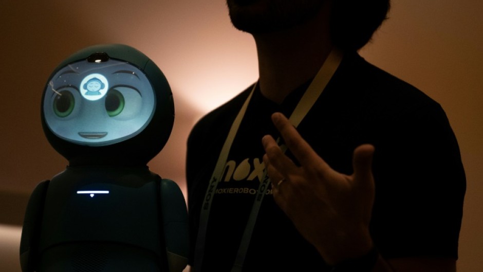 The Moxie Robot from Embodied is seen during a demonstration at the  Consumer Electronics Show (CES) in Las Vegas