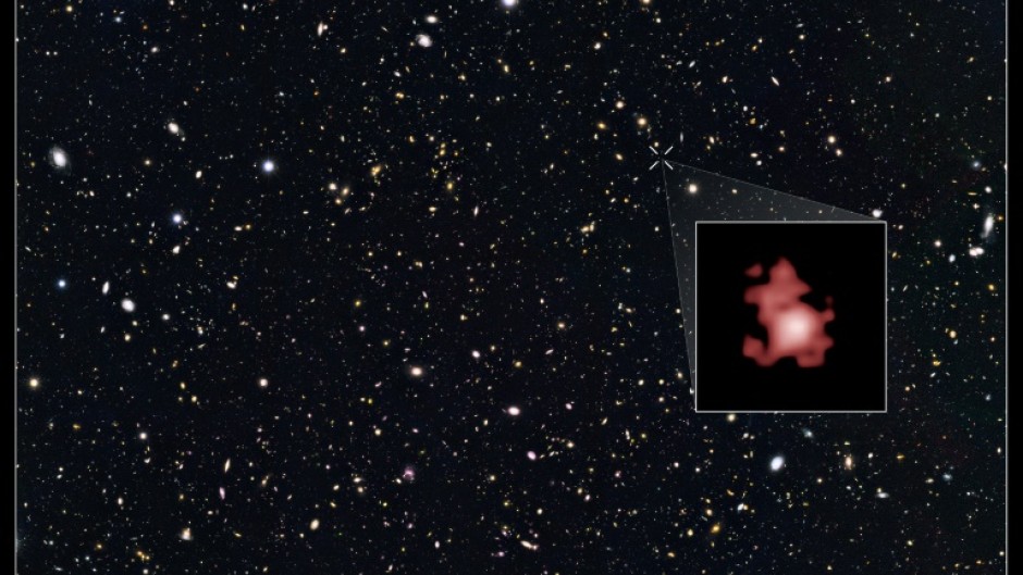 The galaxy GN-z11, at the centre of which the James Webb space telescope has discovered the oldest black hole ever detected