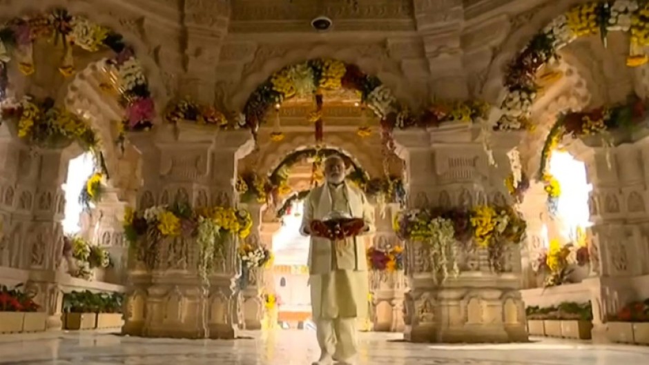 Prime Minister Narendra Modi, seen as he officially consecrated the temple in Ayodhya